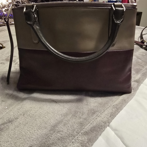 Coach Two-Tone Leather Tote Bag - Black and Brown - Picture 2 of 5